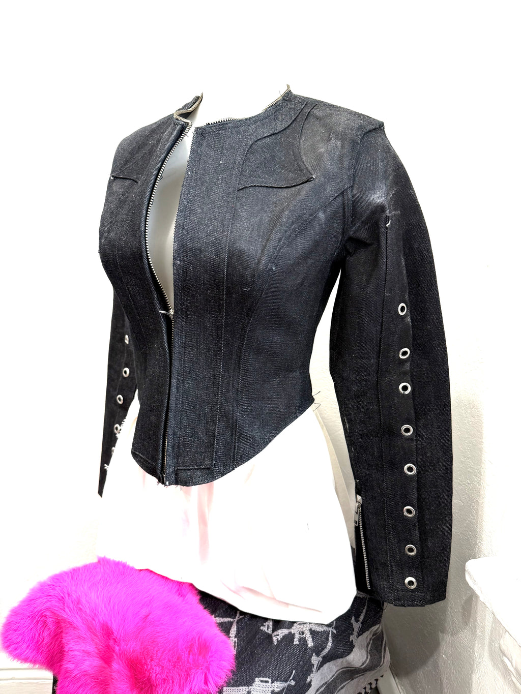 Lace Waxed Denim Jacket